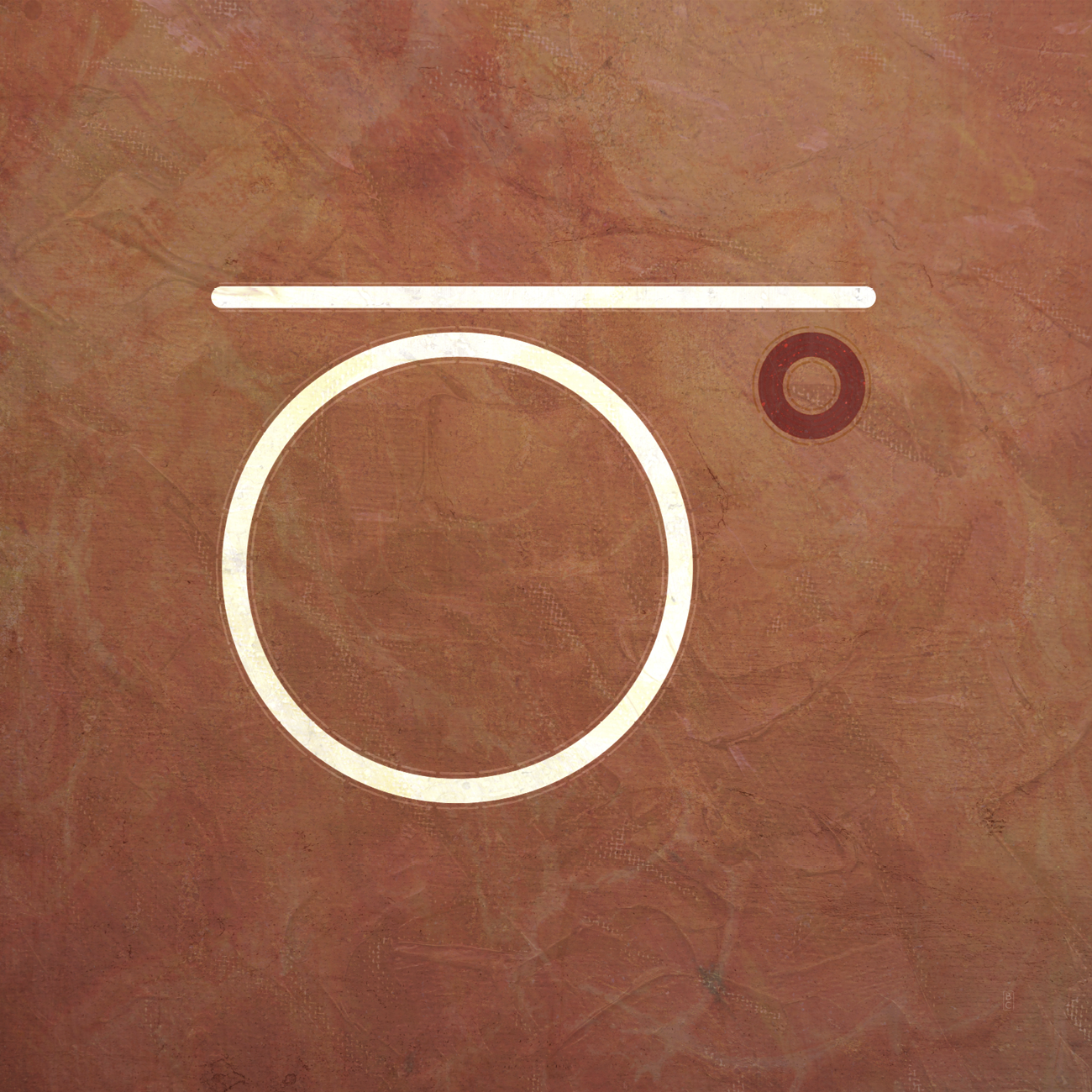 Abstract design with circle and bar suggesting a symbolic yoke