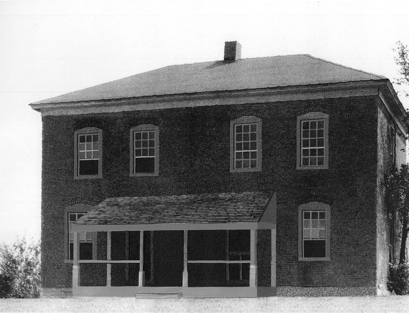 Historic two-story brick home near Liberty, Missouri, front view