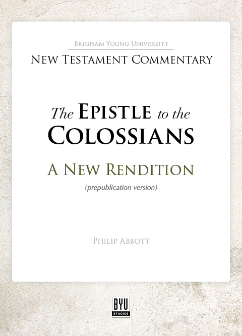 The Epistle to the Colossians book cover