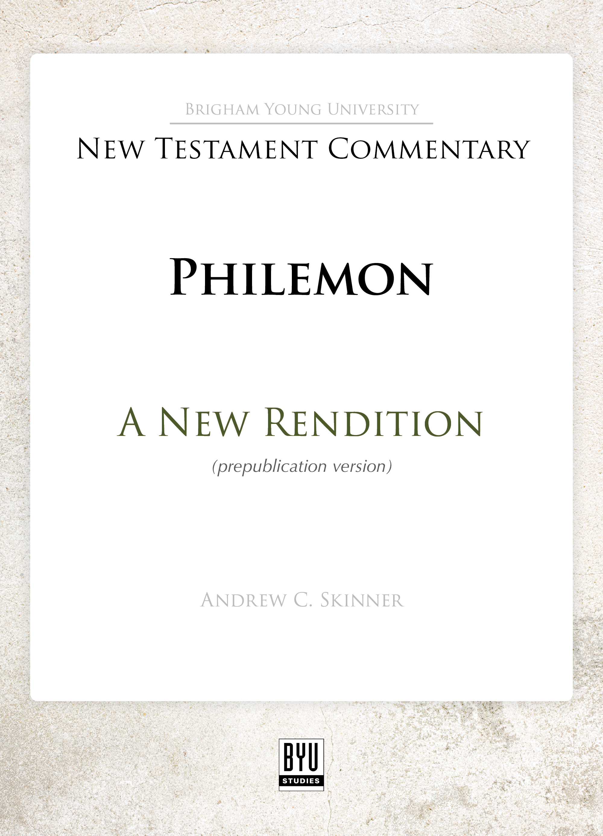 Philemon: A New Rendition book cover
